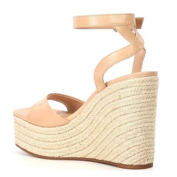 Gianni Bini Senna Leather Jute Platform Wedge Sandals Size 10 - Picture 2 of 6